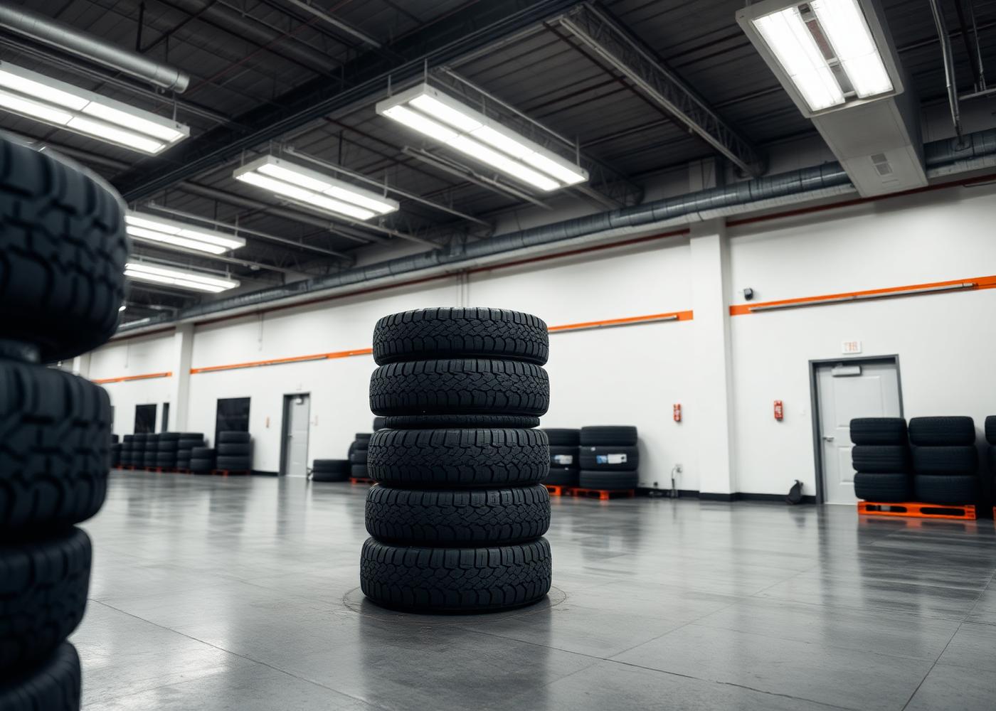 Stacked premium tires in the Country Tire showroom